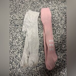 Girls' Pink Bow Tights 12-18 Months & Jamie Kay poinsettia tights 6-12 Months